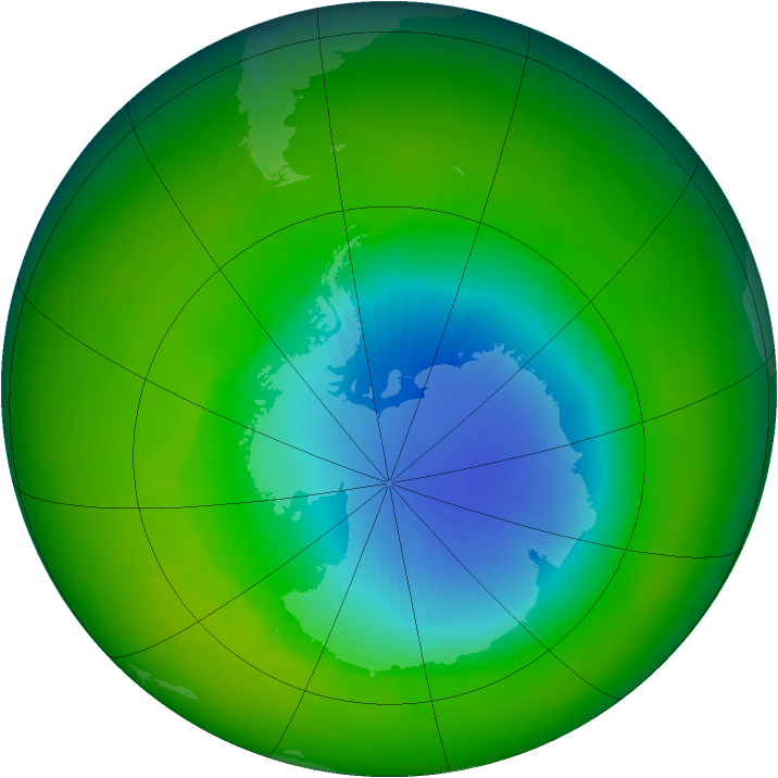 Antarctic ozone map for November 2003